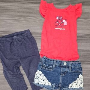 Carter's Leggings & Onesie Okie Dokie Shorts Babygirls 6m Outfits